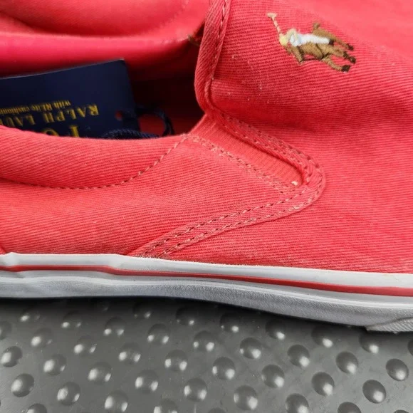 Polo Ralph Lauren Thompson Sneakers Mens Size 9D Red Canvas Slip On Casual NEW